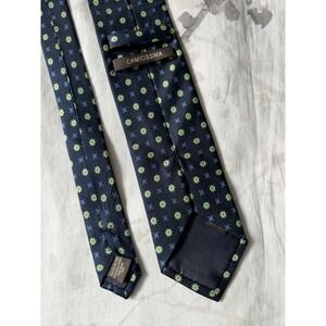 Camicissima Navy Flower Medallion Geometric Print 100% Silk Made in Italy Luxury